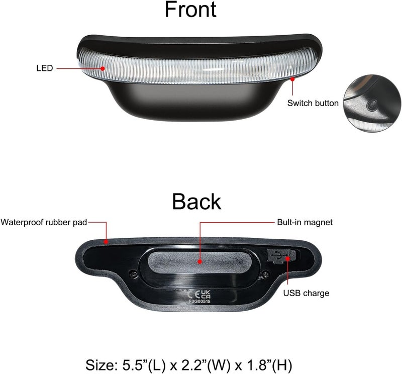 Autolizer H2 Motorcycle Helmet Light - Rechargeable LED Brake/Running Light for Safety,18-Hour Runtime, Easy Install, Enhanced Night Visibility - Image 4
